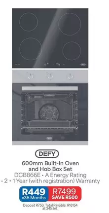 Defy - 600mm Built-In Oven and Hob Box Set DCB866E