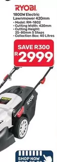 ryobi - 1800W Electric Lawnmower 420mm
