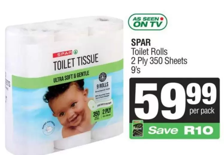 Spar - Toilet Rolls 2 Ply 350 Sheets 9's