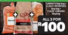 CARROTS, POTATOES AND ONIONS