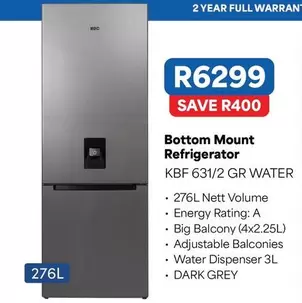 AEG - Bottom Mount Refrigerator KBF 631/2 GR WATER