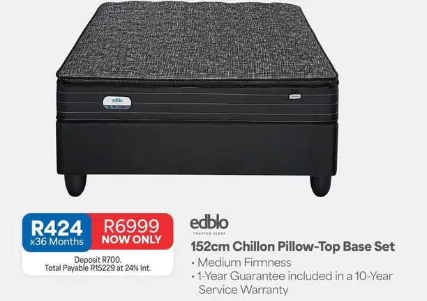 Edblo - 152cm Chillon Pillow-Top Base Set