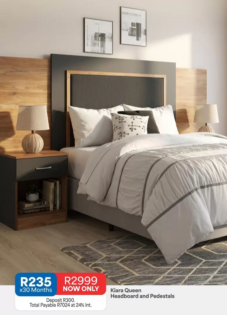 Total - Kiara Queen Headboard and Pedestals