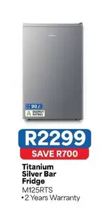 Titanium Silver Bar Fridge M125RTS