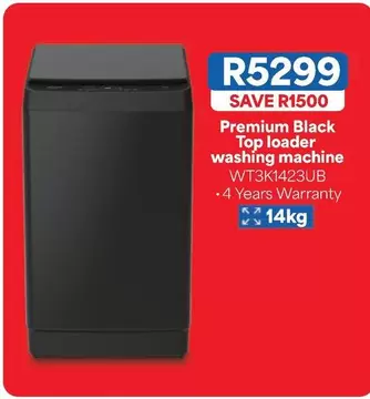 Premium Black Top loader washing machine WT3K1423UB