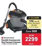Total - Stealth Commercial Dry Vacuum Cleaner - Model: HVC180 (S27188)