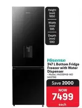 Hisense - 347 L Bottom Fridge Freezer with Water Dispenser