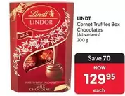 Lindt - Cornet Truffles Box Chocolates