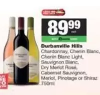 Durbanville Hills - Chardonnay, Chenin Blanc, Chenin Blanc Light, Sauvignon Blanc, Dry Merlot Rosé, Cabernet Sauvignon, Merlot, Pinotage or Shiraz