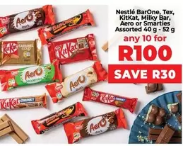 Nestlé - BarOne, Tex, KitKat, Milky Bar, Aero or Smarties