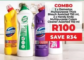 Domestos -  Multipurpose Thick Bleach & Handy Andy Multipurpose Cream Cleaner