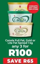 Canola Full Fat, Gold or Lite Fat Spread