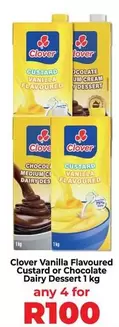 Clover - Vanilla Flavoured Custard or Chocolate Dairy Dessert