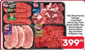 Mini -  Meat Family Hamper - Lean Beef Mince, Pork Braai Chops, Bomb Squad Oukraal Wors and Beef Potjiekos