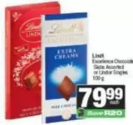 Lindt - Excellence Chocolate Slabs Assorted or Lindor Singles