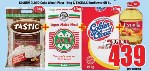 Excella - Tastic Long Grain White Rice, ACE Super Maize Meal, Golden Cloud Cake Wheat Flour & Sunflower Oil