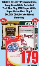 Golden Delight - GOLDEN DELIGHT Premium Grade Long Grain White Parboiled Thai Rice 5kg, ITAU Super White Super Maize Meal 5kg & GOLDEN CLOUD Cake Wheat Flour 5kg