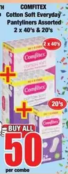 Comfitex - Cotton Soft Everyday Pantyliners Assorted