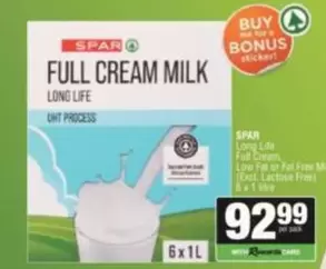 Spar - FULL CREAM MILK LONG LIFE