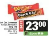 Black Cat - Damascene Nougat, Beacon or Jelly Tots Chocolate Bars