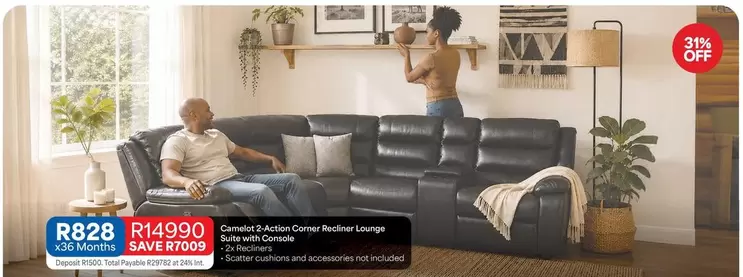 Total - Coronet 3-Action Corner Recliner Lounge Suite with Console