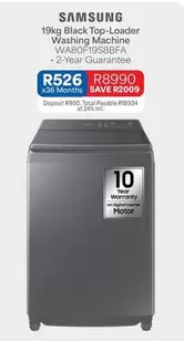 Samsung - 19kg Black Top-Loader Washing Machine WA80F19S8BFA