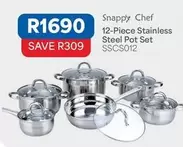 Chef - 12-Piece Stainless Steel Pot Set SSCS012