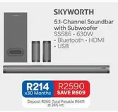 Skyworth - 5.1-Channel Soundbar with Subwoofer SS586