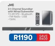 JVC - 2.1-Channel Soundbar with Wired Subwoofer TH-BY370
