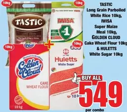 Tastic - Long Grain Parboiled White Rice, Super Maize Meal, Cake Wheat Flour & Huletts
