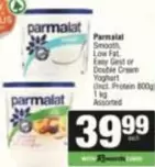 Parmalat - Smooth, Low Fat, Easy Gest or Double Cream Yoghurt