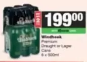 Windhoek - Premium Draught or Lager Cans