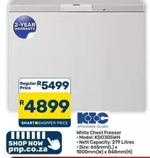 KIC - White Chest Freezer KDG305WH