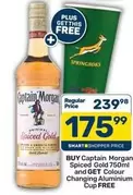 Captain Morgan - Spiced Gold 750ml + Colour Changing Aluminium Cup