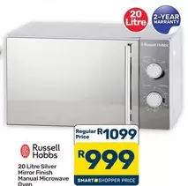 Russell Hobbs - 20 Litre Silver Mirror Finish Manual Microwave Oven