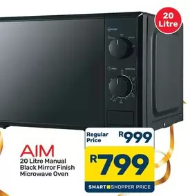 Aim - 20 Litre Manual Black Mirror Finish Microwave Oven