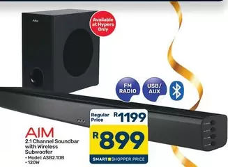 Aim - 2.1 Channel Soundbar with Wireless Subwoofer