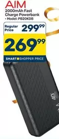 Aim - 2000mAh Fast Charge Powerbank - Model: PB20KDB