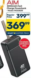 Aim - 3000mAh Fast Charge Powerbank - Model: PB30KDB