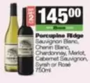 Porcupine Ridge - Sauvignon Blanc, Chenin Blanc, Chardonnay, Merlot, Cabernet Sauvignon, Syrah or Rosé