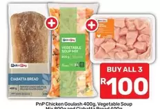Pick n Pay - PnP Chicken Goulasg, Vegetable Soup Mix & Ciabatta Bread