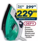 Defy - Green Ceramic Soleplate Steam and Spray Iron - 2200W