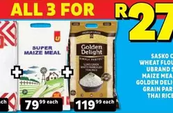 SASKO - SUPER MAIZE MEAL, GOLDEN DELIGHT LONG GRAIN WHITE PARBOILED RICE