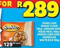 Spekko - CAKE WHEAT FLOUR, SUPER MAIZE MEAL, LONG GRAIN PARBOILED WHITE RICE