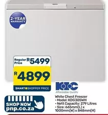 KIC - White Chest Freezer KDG305WH