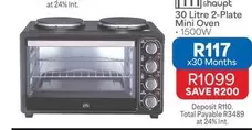 KIC - 30 Litre 2-Plate Mini Oven