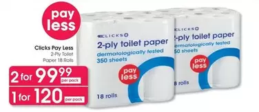 clicks - 2-ply toilet paper 18 Rolls