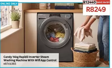 Candy - 14kg Rapidó Inverter Steam Washing Machine With Wifi App Control