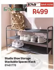 Spaceo - Studio Shoe Storage Stackable Black