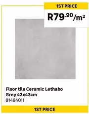Floor Tile Ceramic Lethabo Grey 43x43cm